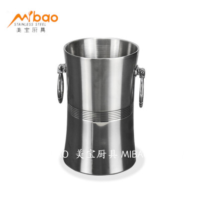 Ice bucket thickened stainless steel double layer ice bucket with lid portable ice bucket insulated and protected ice 