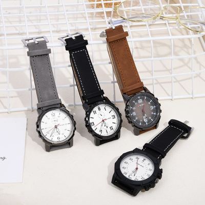 Fashion Casual Junior High School Student Waterproof Men's Watch Belt Versatile Korean Style Quartz Movement Large Dial Watch Men