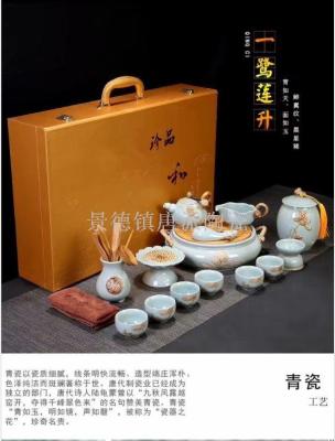 16 head ru kiln tea set ceramic pot ceramic cup gift tea set gift tea house tea leak tea sea