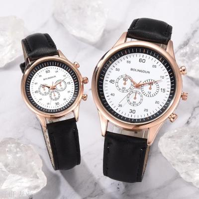 Hot style fashion business exquisite three-circle scale men's large dial ultra thin belt quartz wrist watch a generation