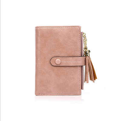 New lady zipper purse simple fringed short purse multi-card id pocket zipper change purse