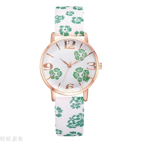 wish hot sale cute student women‘s watch pu belt all-match fashion quartz watch spot one-piece delivery