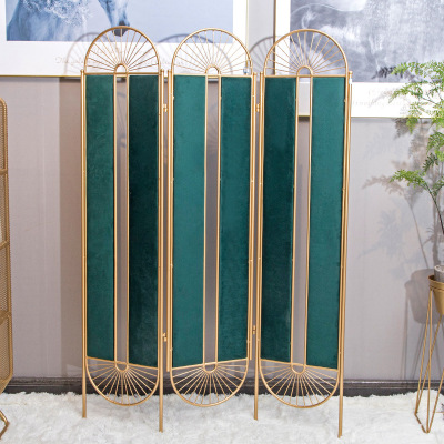 Ins light luxury retro metal web celebrity folding movable partition screen Nordic handmade fabric art can be customized