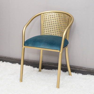 Nordic ins wind iron art modern contracted stool makeup chair metal Windsor chair back gold single chair