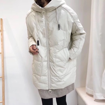 Down Jacket Women's New Loose Winter BF Style Mid-Length Back Embroidered Letters Puffer Jacket Coat