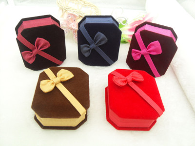 Factory Direct Sales Exquisite Jewellery Box Flannel Octagonal Necklace Jewelry Box Pendant Box Multi-Color Variety
