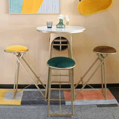 Nordic milk tea shop high chair plush chair cafe bar single chair bar lounge chair