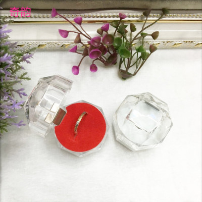 Qiyun spot crystal transparent small octagon jewelry display box jewelry display show the elegance of jewelry