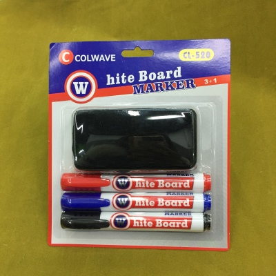 3 in 1 whiteboard marker pen with eraser, erasable marker pen