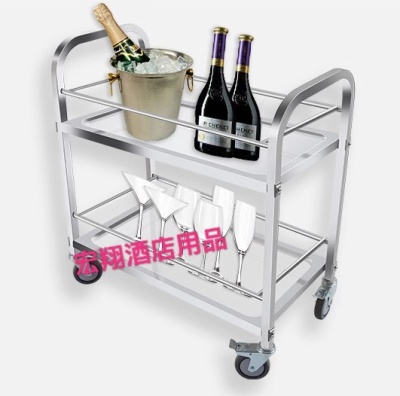 Hongxiang thickened stainless steel two-layer liquor car dining car hotel trolley restaurant service cart