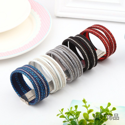 European and American Street Shot Popular Women's Magnet Buckle Bracelet 2019 Factory Direct Sales Cross-Border Exclusive Leather Braided Bracelets