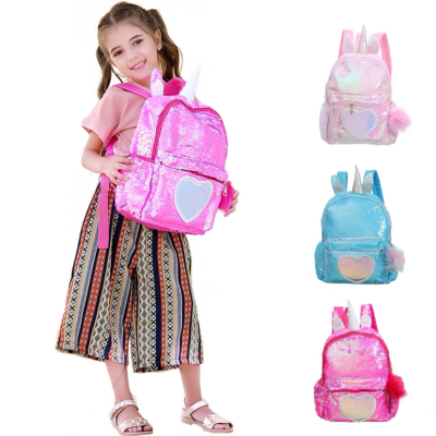 Unicorn color spangle knapsack Unicorn cartoon cartoon one-shoulder pack outside spring outing leisure school bag girl