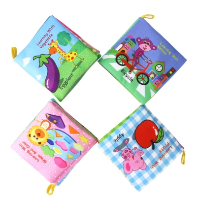 Infant Puzzle Three-Dimensional Vegetables and Fruits Traffic Early Education Enlightenment Cognition Cloth Book Tear-Proof BB Call with Ringing Paper