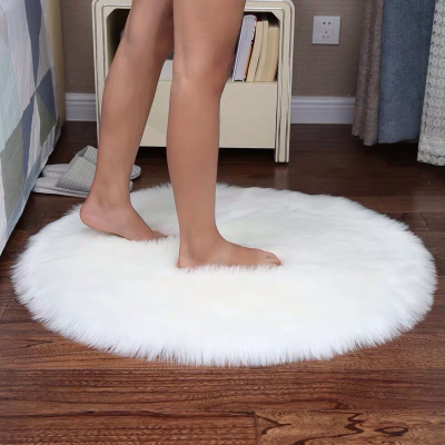 Plush round carpet floor mat imitation wool computer chair wool round carpet bedroom bedside blanket white blanket