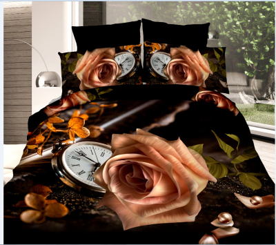 4 - piece Matted 3 d printed rose bed sheet wholesale tiger bed sheet type bedding