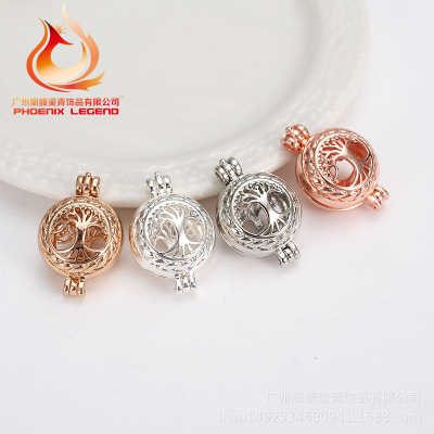 Scent diffuser tree of life magic box delivers luminous beads Mexico ball hollow - out phase box collarbone chain necklace pendant