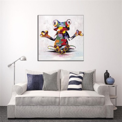 Amazon Hot Sale Thick Color Frog Oil Painting Animal Cartoon Decorative Painting Customized Pure Hand Drawing Oil Painting One Piece Dropshipping