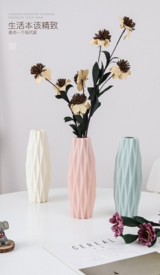 S63-3219 Creative New Drop-Resistant PE Vase round Mouth Plastic Vase Simple Nordic Color Plastic Vase