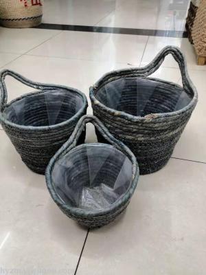 Children's Toys Storage Basket Green Plant Straw Woven Storage Bucket Nordic Basket