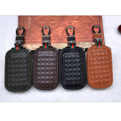 Embossed cowhide couple car remote control bag