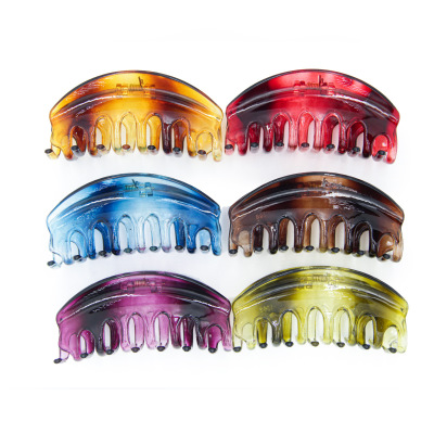 Qiuer Fashion Big Hair Claws Drop-Resistant Hair Comb-Shaped Korean Style Plastic Color Classic Hair Claw Factory Wholesale Delivery