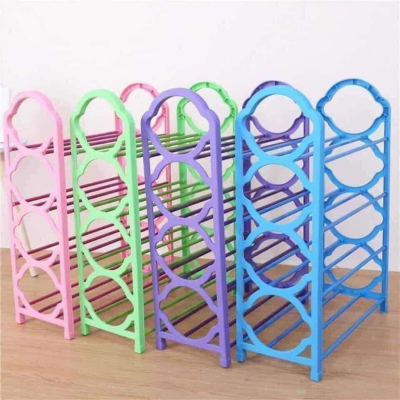 4-Layer Plastic-Coated Shoe Rack