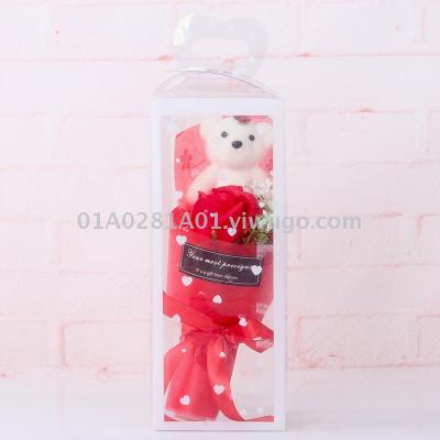 Imitation soap rose portable printing transparent gift box valentine's Christmas gift manufacturers direct wholesale