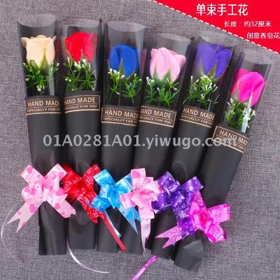 Christmas valentine's day creative single bundle of pure manual simulation rose soap flower factory foreign trade wholesale promotion activities