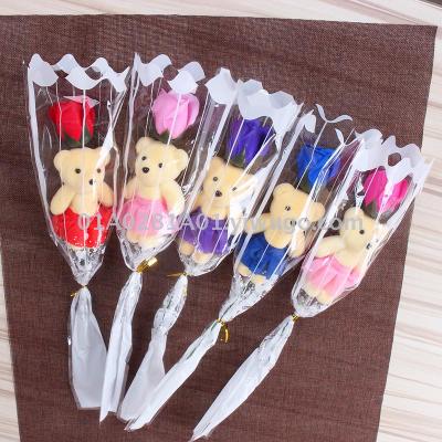 Factory direct selling single soap bear rose street cleaning gift company event gift market promotion Christmas