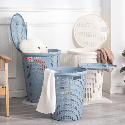 Large imitation rattan woven Japanese dirty clothes basket plastic laundry basket bathroom dirty clothes storage basket dirty clothes basket