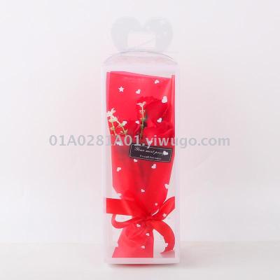 Imitation soap rose for Christmas valentine's day to give students and teachers creative gifts transparent PVC portable gifts