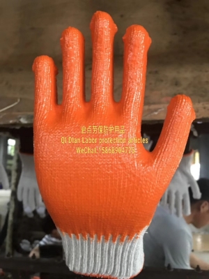 Needle flat plate thickened anti-skid wear operation construction site coated rubber immersion gloves