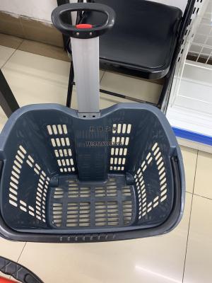 Supermarket 45L large plastic railing basket reinforced aluminum alloy handle plastic shopping basket