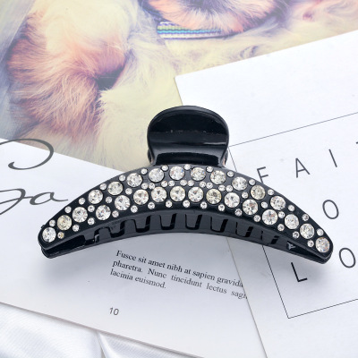 European and American Korea-Japan Version High-Grade Resin Continuous Plastic Inlay Rhinestone Hair Ornament Ponytail Grip Foreign Trade