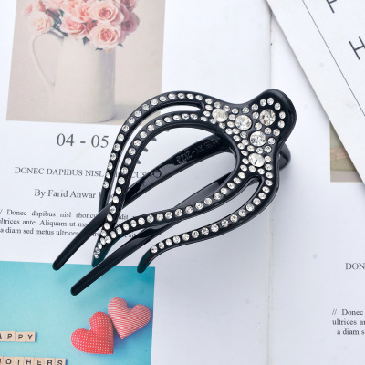 Falling Continuously Resin Band Points Rhinestone-Encrusted Medium and High-Grade Plastic Hair Claw Duck Nozzle Chuck Ornament Factory Direct Wholesale