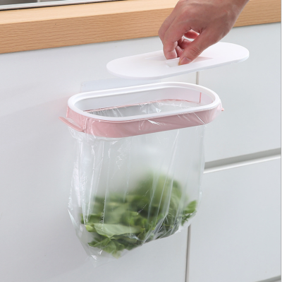Kitchen Wall-Mounted Garbage Bag Storage Rack Hole-Free Hanging Cabinet Door Plastic Bag Support Cabinet with Lid Trash Can