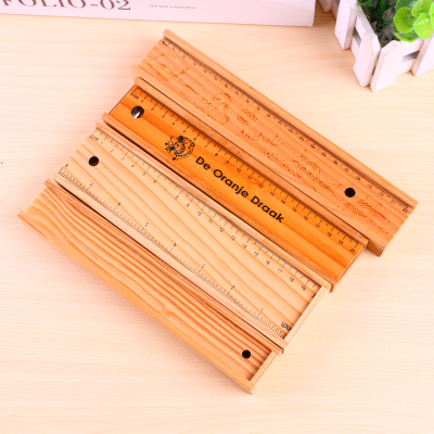 Fashion Creative with a Scale Design Wooden Box Packaging Pencil plus Pencil Sharpener Suit with Various Styles