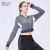 Spring 2018 new sports fitness running jacket women's quick-standing jacket short long-sleeved zipper hooded yoga dress