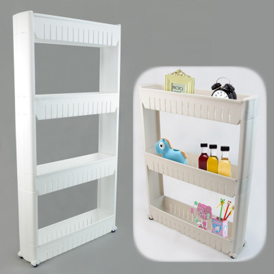 Shengzhu Kitchen Storage Rack Plastic Three-Layer Slit Frame Refrigerator Gap Organizing Storage Rack Movable Shelf