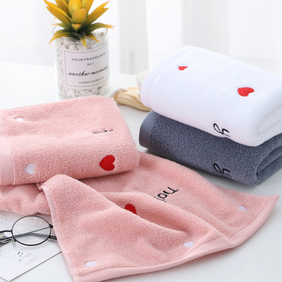 Pure cotton embroidered peach heart towel bath towel gift box presented to the company labor protection set towel 