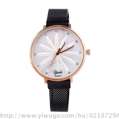 Ins hot style ultra thin 3D milan design with magnet buckle ladies watch