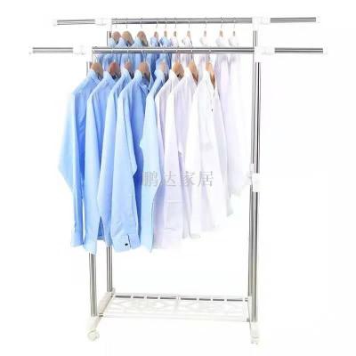 Floor folding stainless steel lifting rack balcony telescopic drying rack double pole indoor and outdoor