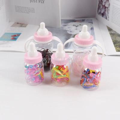 Milk bottle disposable rubber band cute girl hair ring girl rubber jelly color transparent hair cord hair ornaments