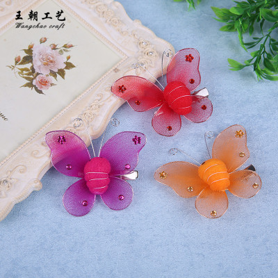 Supply 7.5cm plum drill bee butterfly high quality decoration props simulation color butterfly sample factory