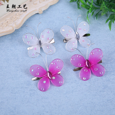 5cm silk socks butterfly hand-made simulation of 10 sequins circle small butterfly accessories wholesale costumes and props