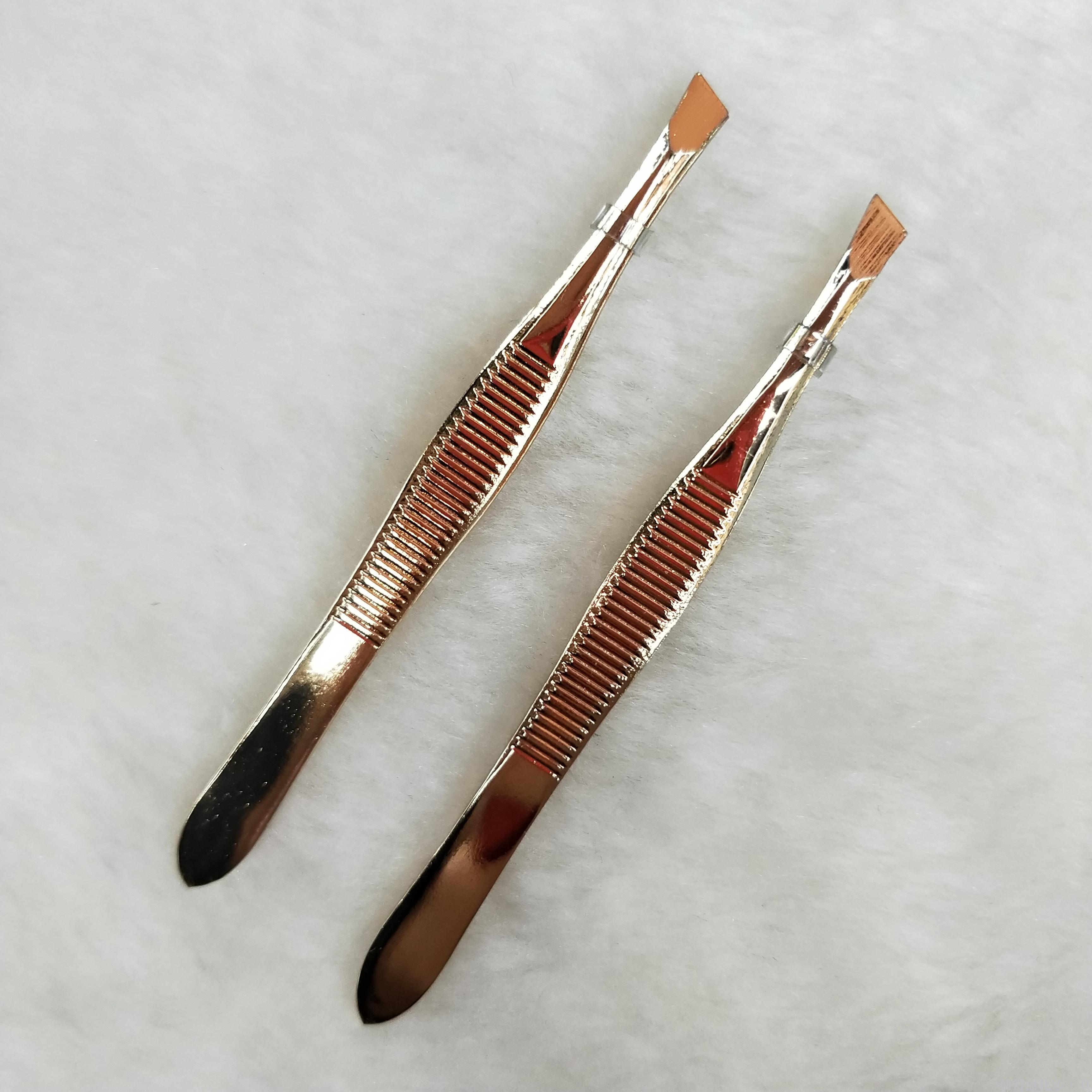 仙得丽化妆工具眉夹 镀金眉夹斜口眉夹 夹眉毛夹子 12个装眉夹