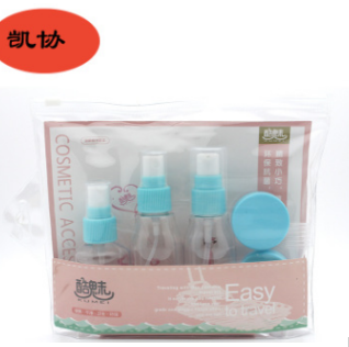 Travel 7 - piece transparent light pink plastic spray bottle manufacturers direct sales