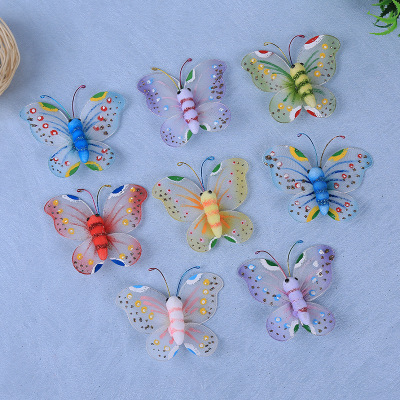 Supply 8cm Starry Butterfly High Quality Silk Screen Decoration Accessories Simulation Colorized Butterfly Customization as Request Wholesale