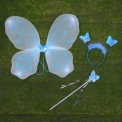 Butterfly wings children's photo prop three-piece set angel wings fairy wand masquerade party dress up toys Butterfly wings children's photo prop three-piece set angel wings fairy wand masquerade party dress up toys