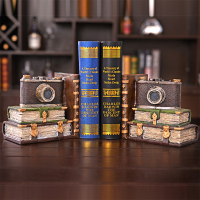 American vintage classic set a camera money jar book file soft pack study office decoration resin craft gifts